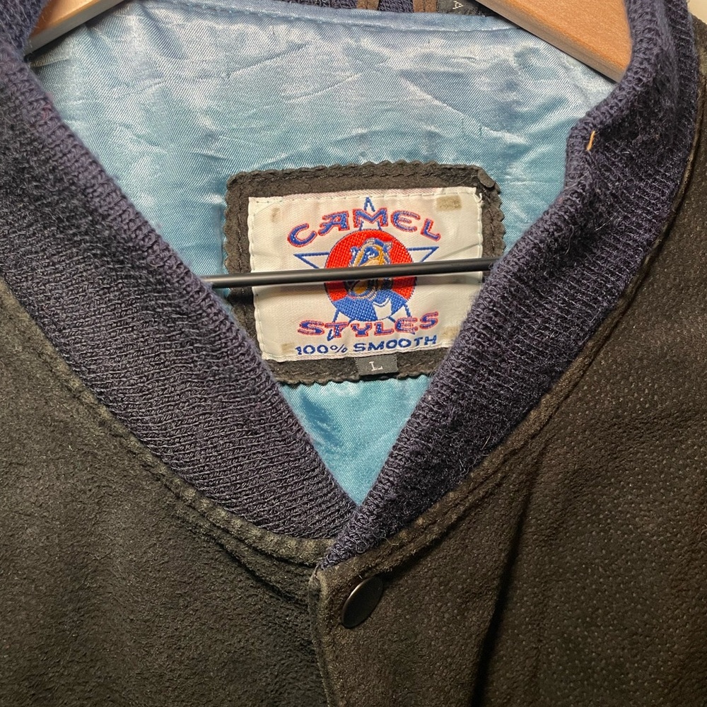 Camel Cigarettes Black Suede Bomber Jacket - Picture 2 of 4